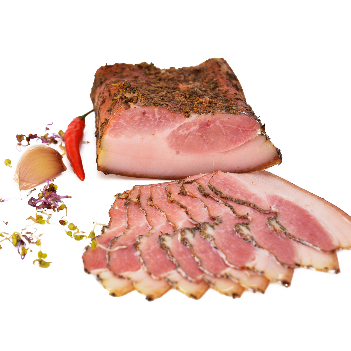 SLANINA CU SUNCA Policalita-slanina afumata cu cimbru-Pret kg/Buc≈300g - Image 1