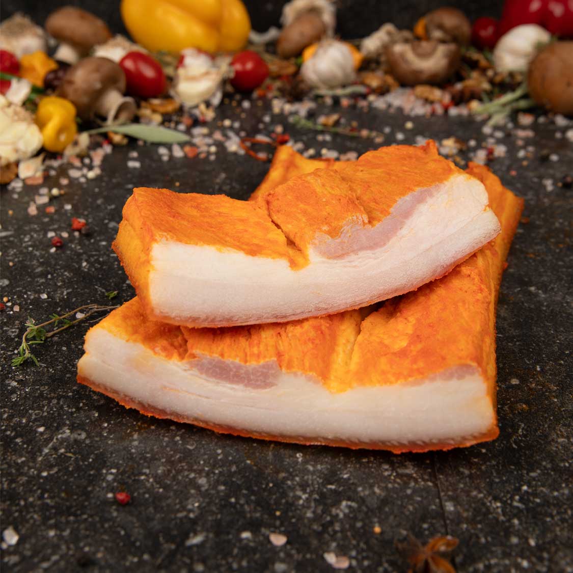 Slanina-cu-Boia policalita Policalita-Slanina Afumata Cu Boia-Pret kg/Buc≈400g - Image 1